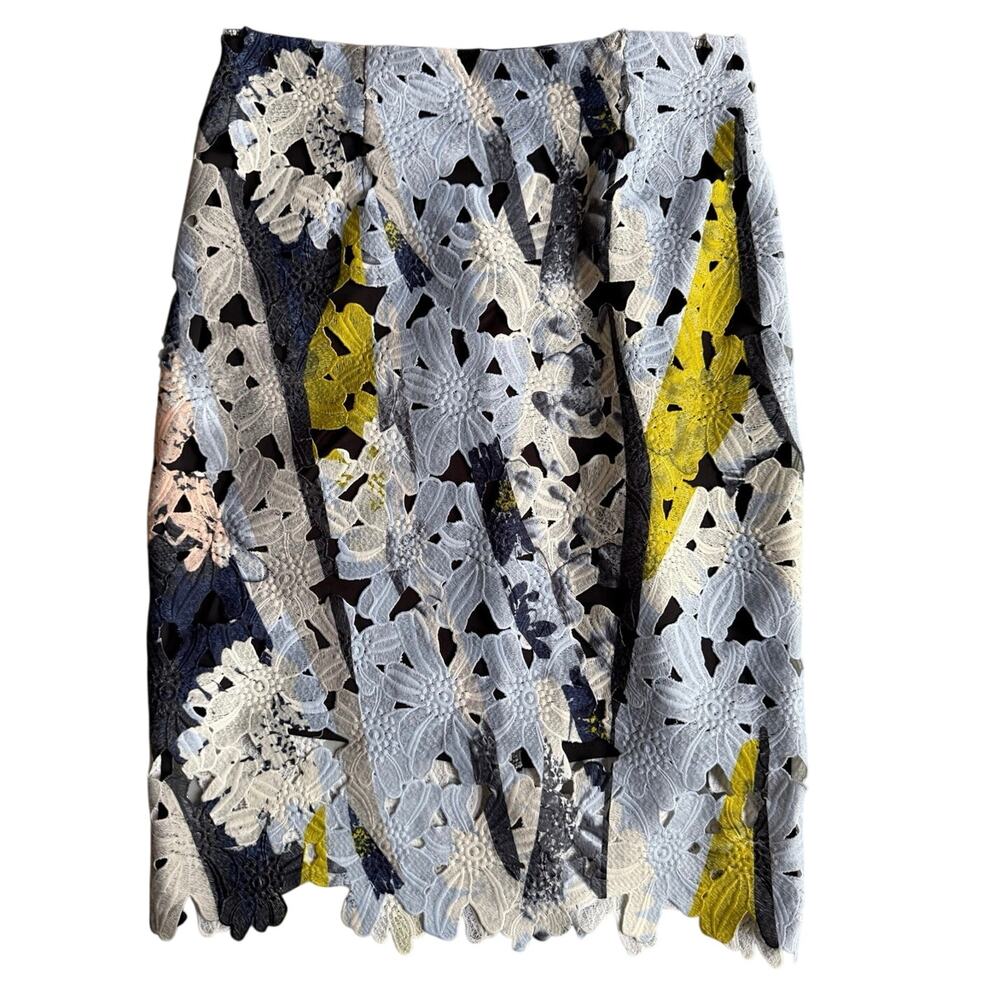 Bar III Colorful XL Floral Lace Laser Cut Artist Preppy Artist Skirt